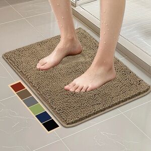 Bcoimo 24"×17" Absorbent Bath Mat, Non-Slip 1'5" x 2' (Rectangular), Coffee